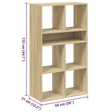 vidaXL Regał na książki, Sonoma Oak, materiał drewnopochodny