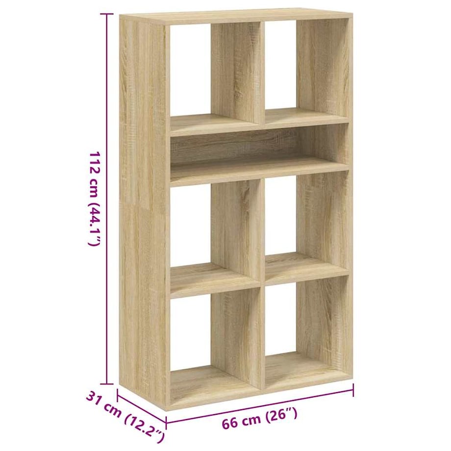 vidaXL Regał na książki, Sonoma Oak, materiał drewnopochodny