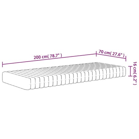 vidaXL Materac piankowy, średnio miękki, 70x200 cm