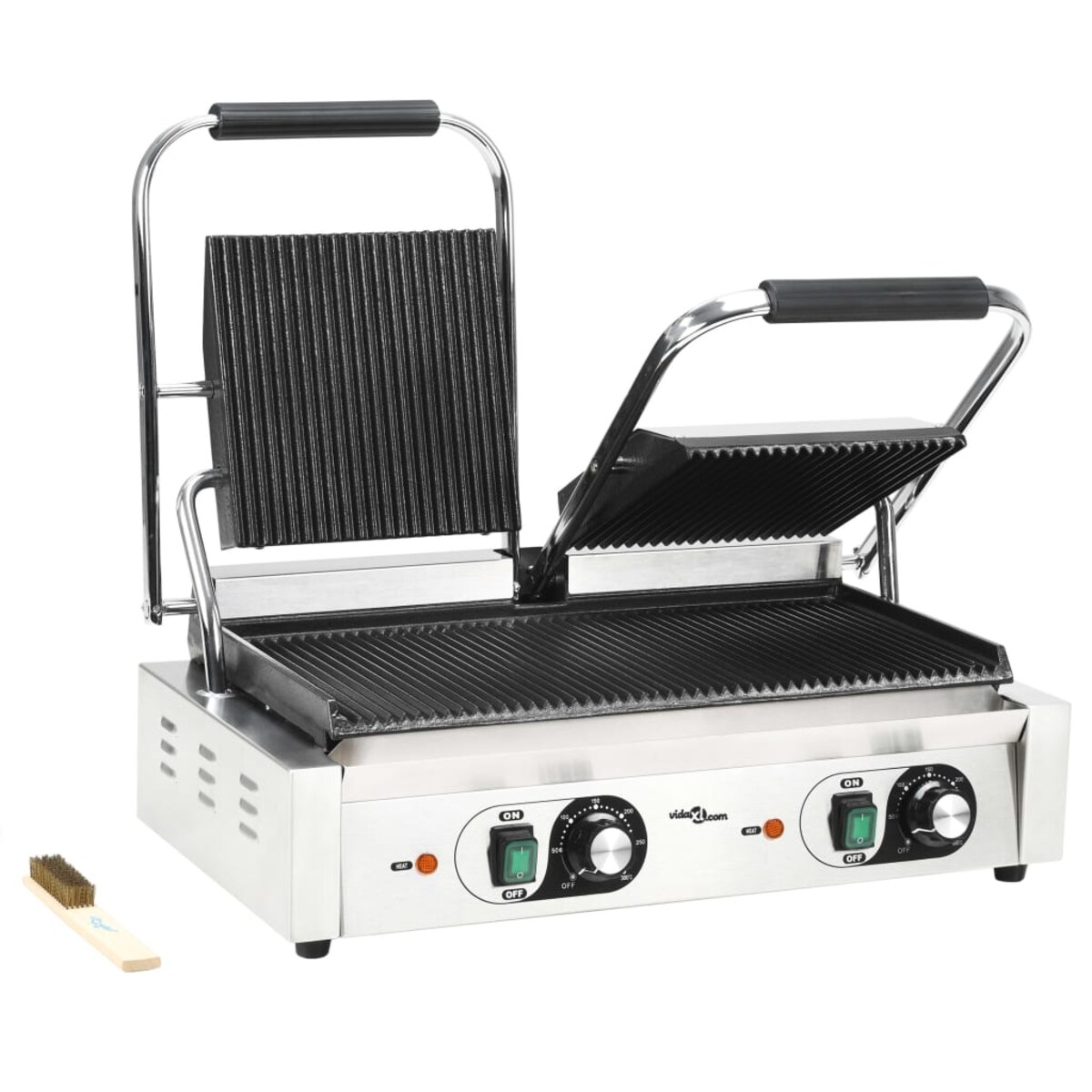 vidaXL Podwójny opiekacz do panini, żebrowany, 3600 W, 57x30,5x20 cm