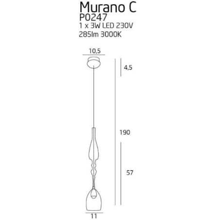 LAMPA wisząca MURANO C P0247 Maxlight szklana OPRAWA zwis LED 3W 3000K sopel przezroczysty