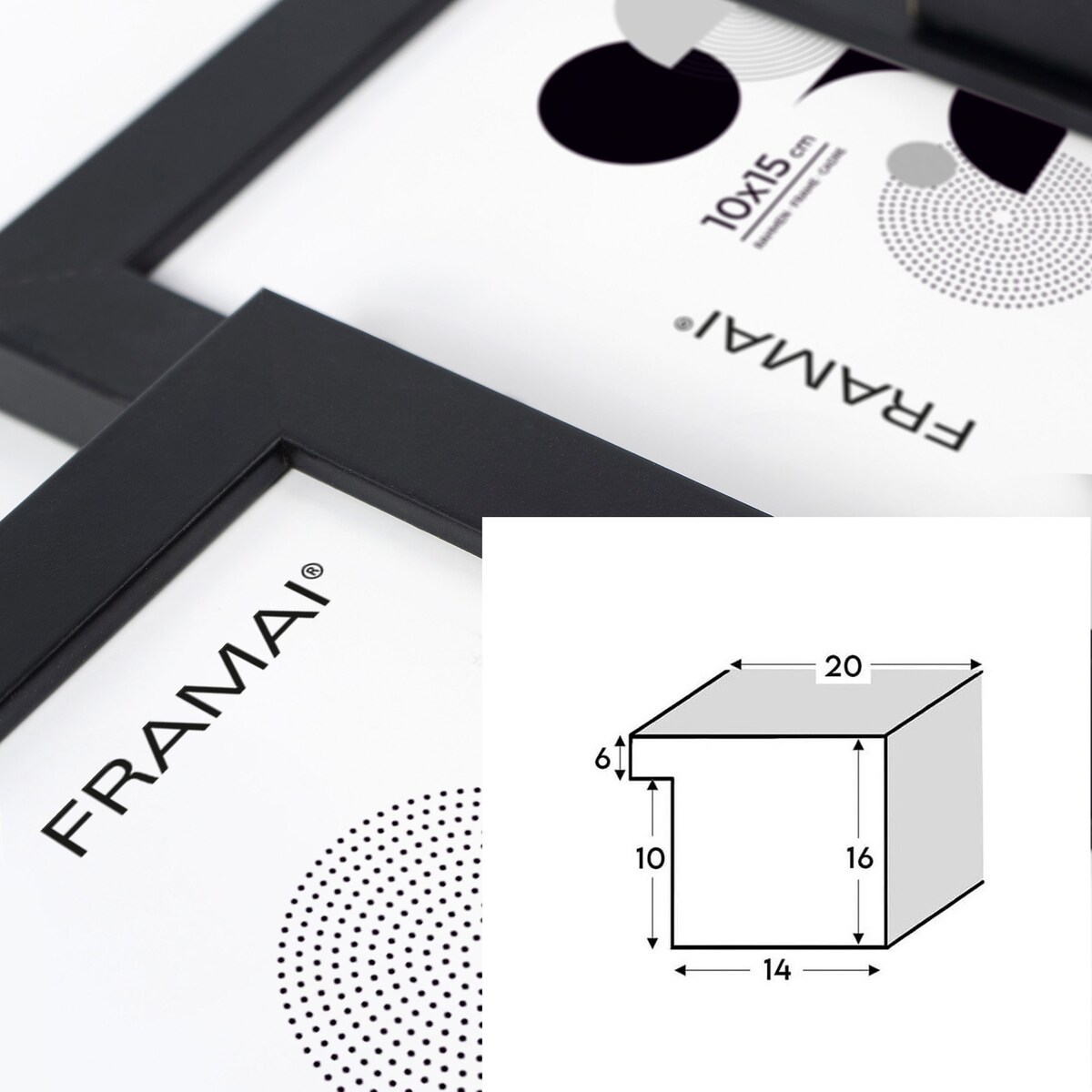 Multirama ramka na zdjęcia. Czarna multirama na trzy zdjęcia 10x15 cm 10x10 cm Ramka na zdjęcia 3 w 1 MULTI HEN 4 FRAMAI®