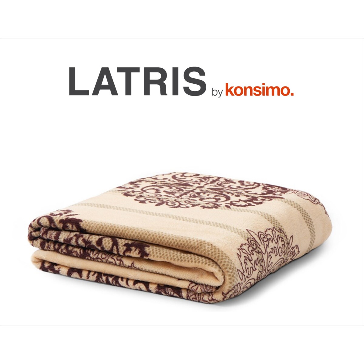 Konsimo LATRIS Pled, beżowy/brązowy/zielony