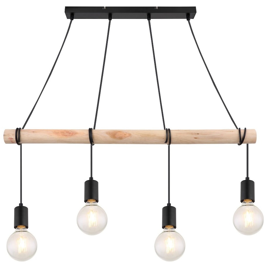 Ekologiczna LAMPA wisząca PABLO 3980 Rabalux drewniana belka ZWIS do kuchni czarny