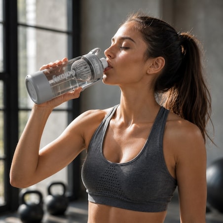 Butelka na wodę z uchwytem, sportowy bidon z miarką 800ML GALAXY szary BD71SZ