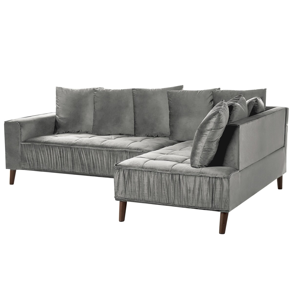 Narożnik welurowy lewostronny szary GRENA