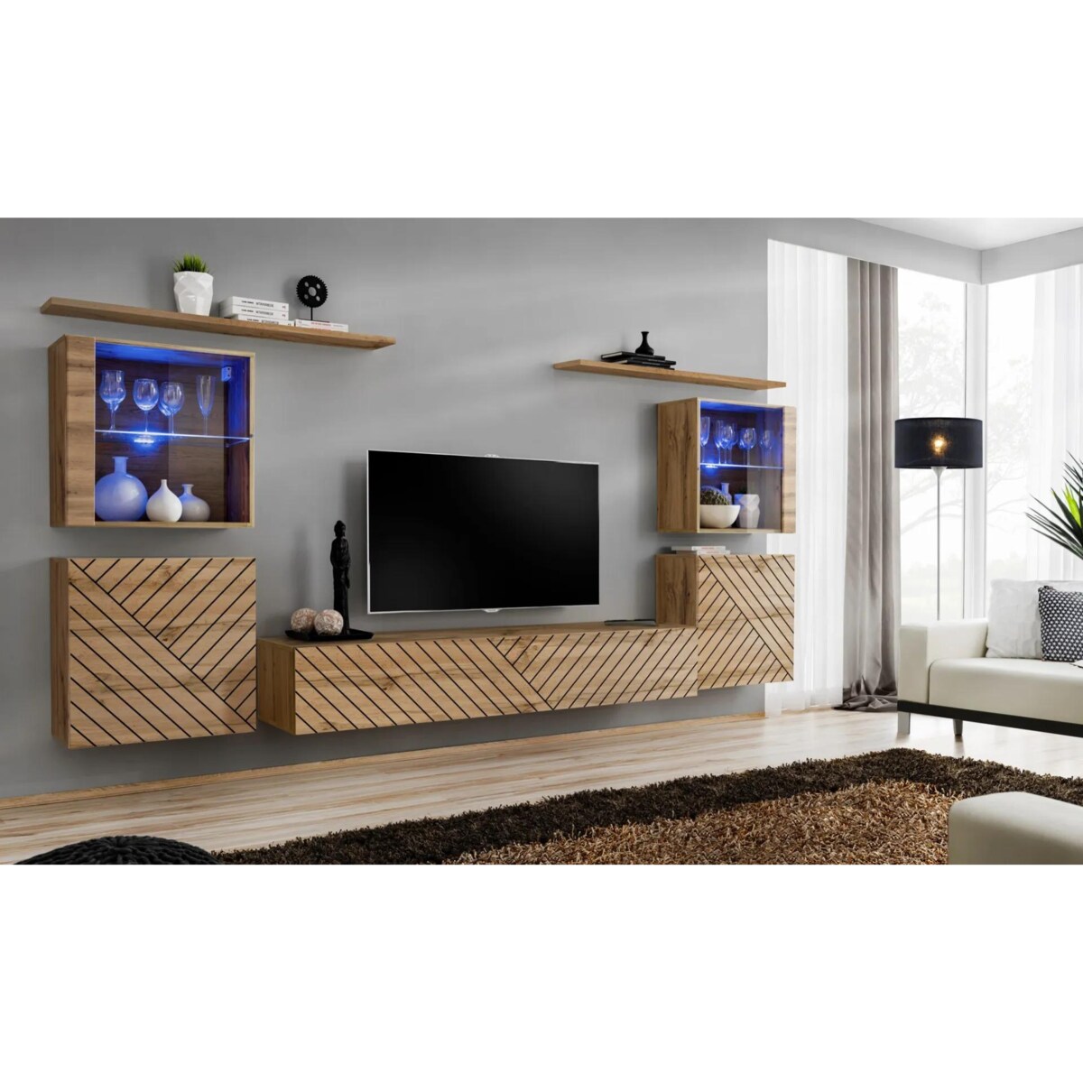 Meblościanka SWITCH LAMEL XIV dąb wotan