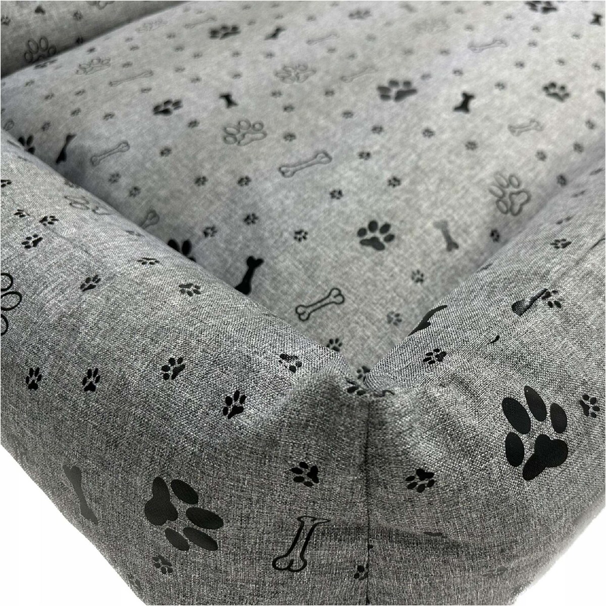 Legowisko Dla Psa Kanapa Posłanie 100X75 Cm Wodoodporne Poduszki Pikowane Kość Czarna