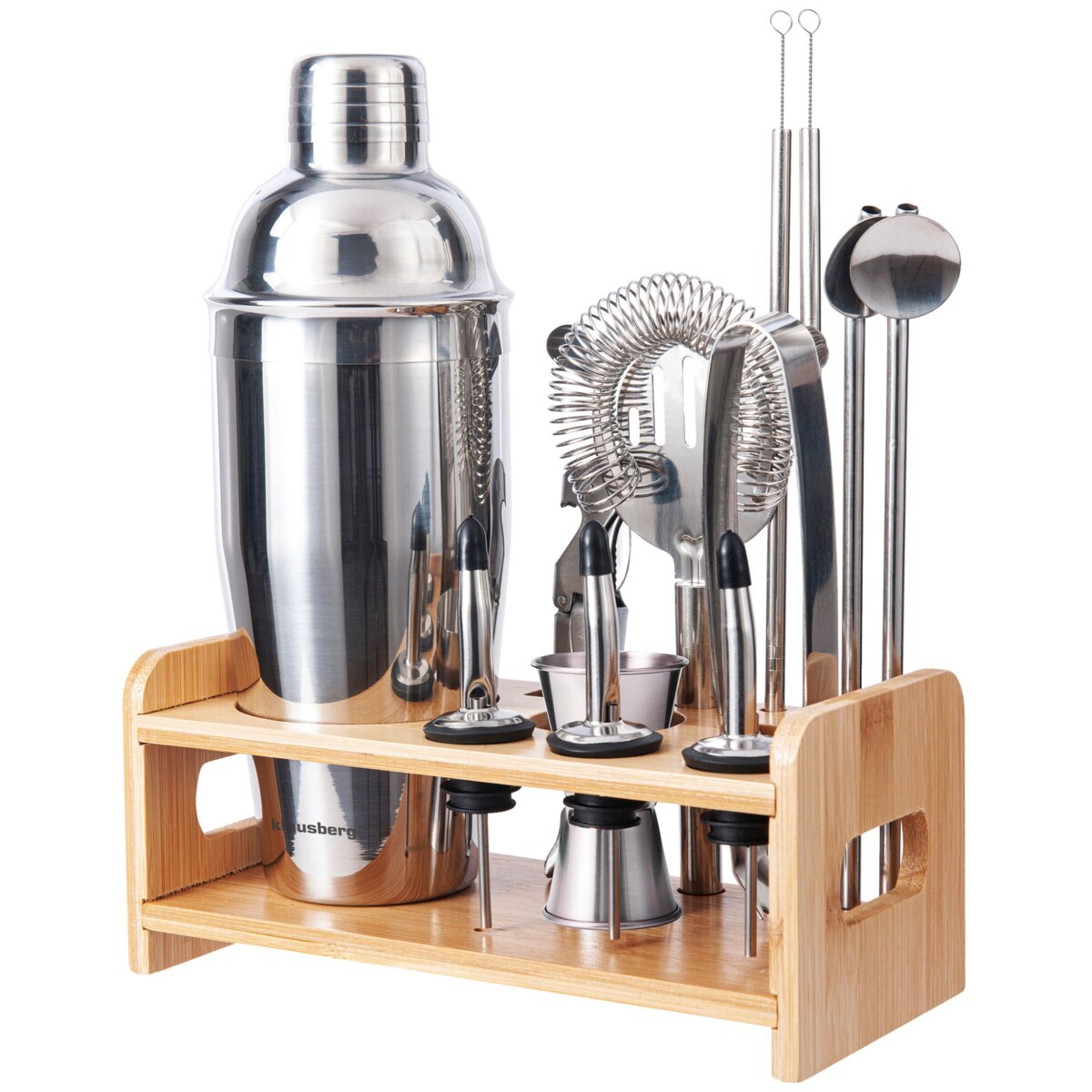 Zestaw barmański do drinków koktajli 15-ele Shaker srebrny KLAUSBERG