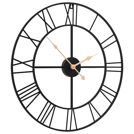 vidaXL Zegar ścienny, czarny, Ø50 cm, żelazo