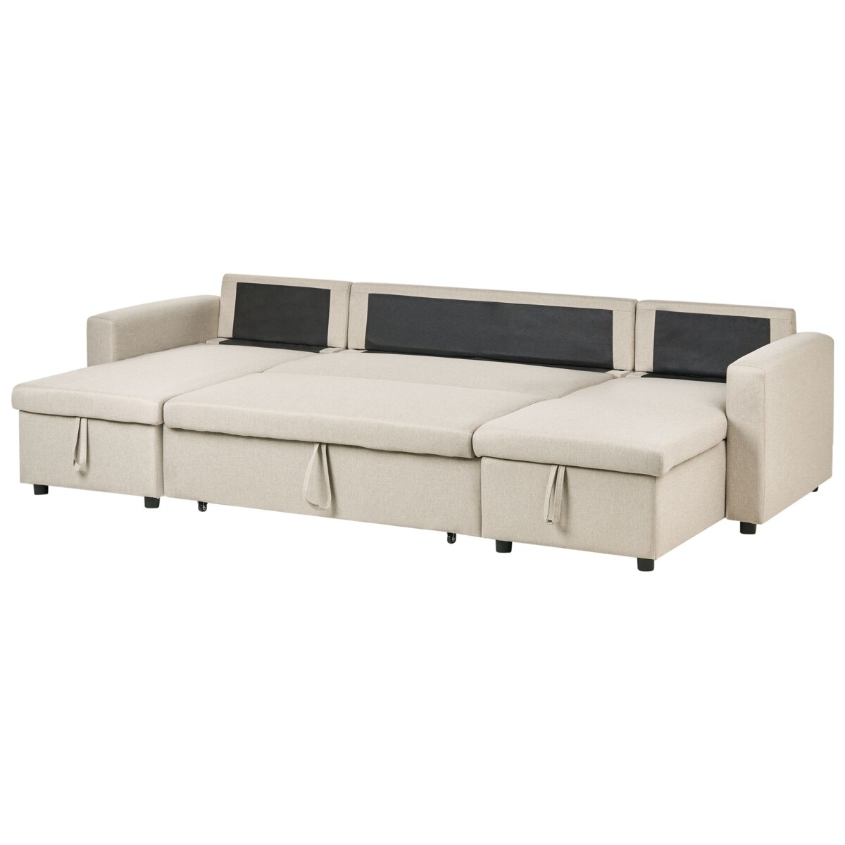 Sofa rozkładana w kształcie U SOMMEN Jasnobeżowy ze schowkiem dla 5 osób