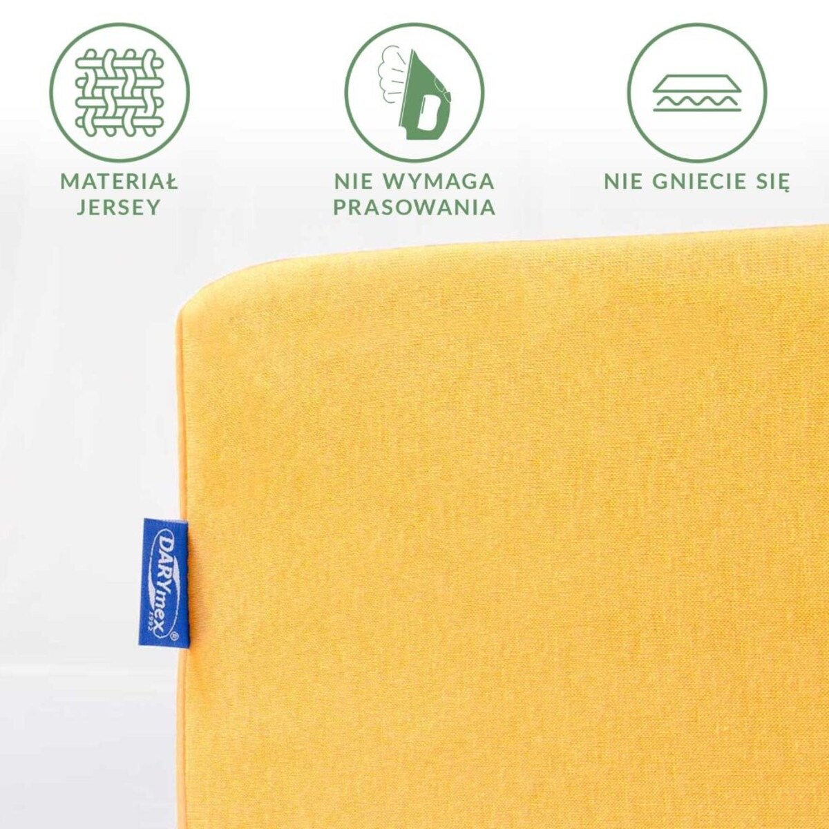 Prześcieradło jersey z gumką 80x160 kolor Żółty, Darymex