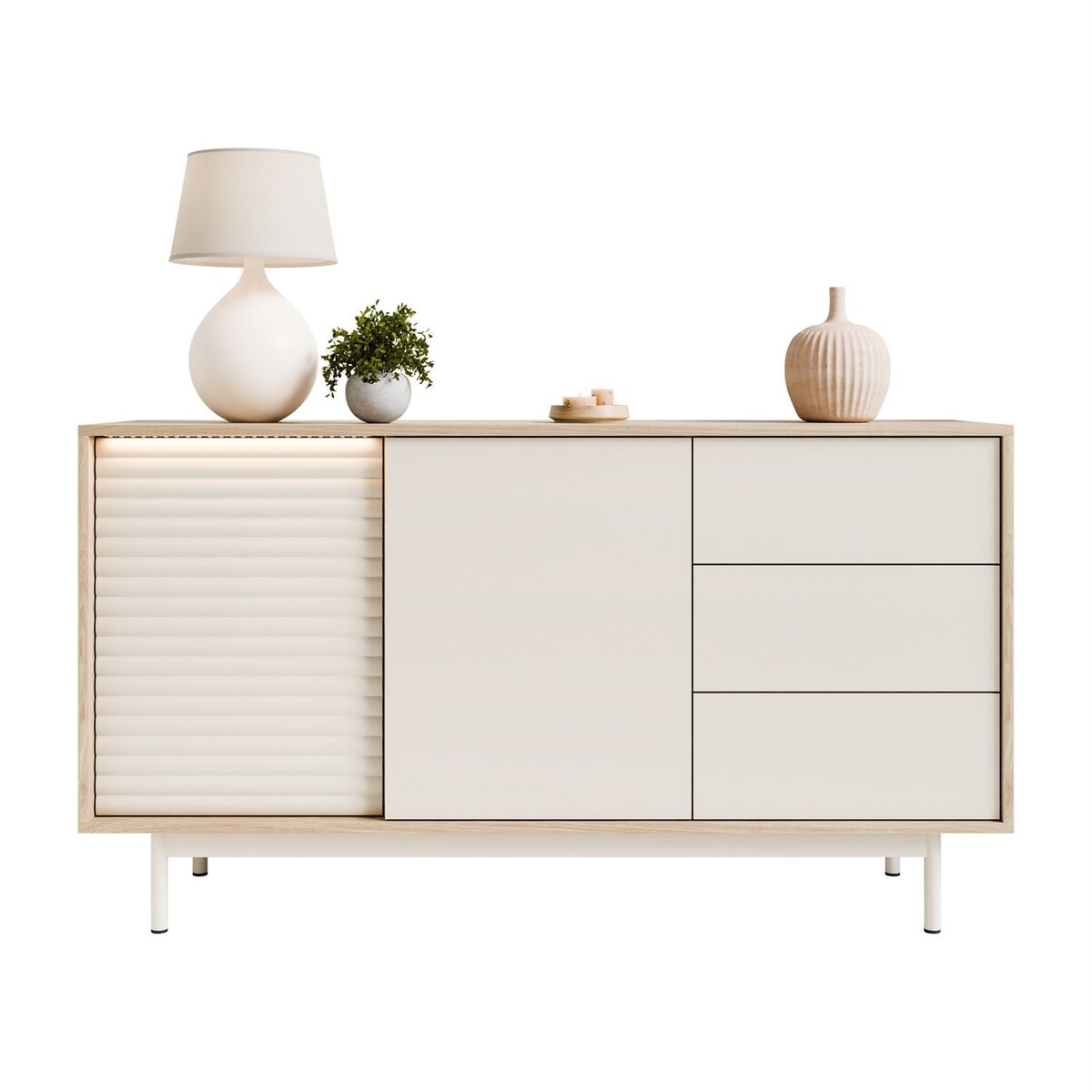 Komoda FLORENCE 2D3S z szufladami, dąb olejowany / kaszmir