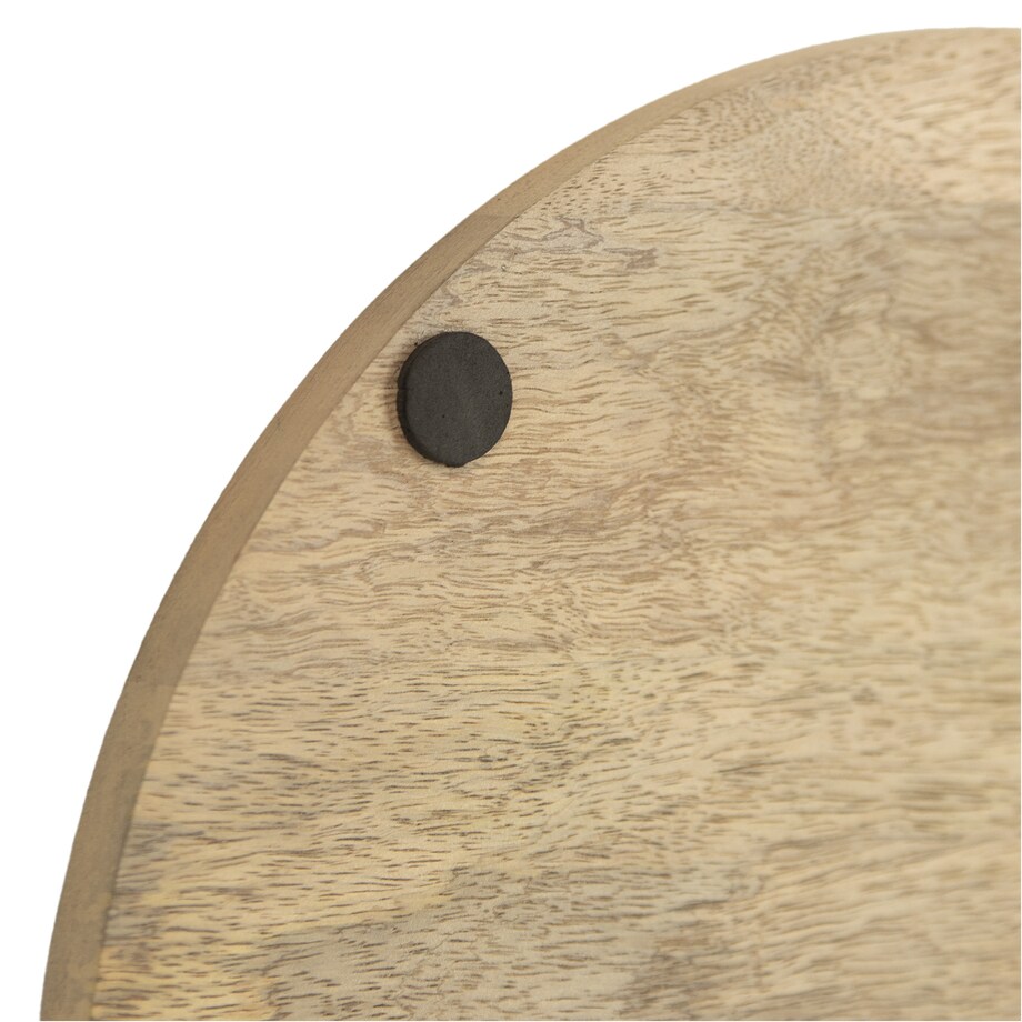 Deska Do Serwowania Drewniana Duża Okrągła Kuchenna Solidna 41X34 Cm Brązowa (Przecięta)