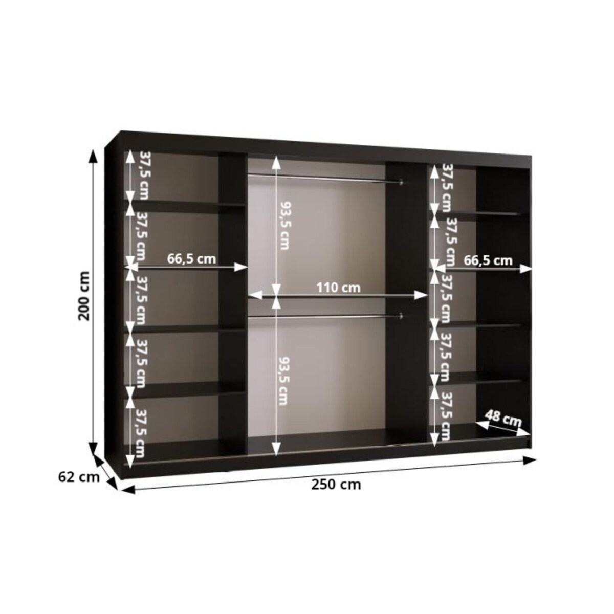 Szafa przesuwna OLDSTYLE T 250 Czarny / Old Style