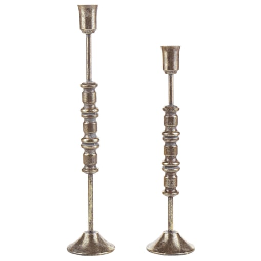 Zestaw 2 świeczników metalowy złoty SALAMINA