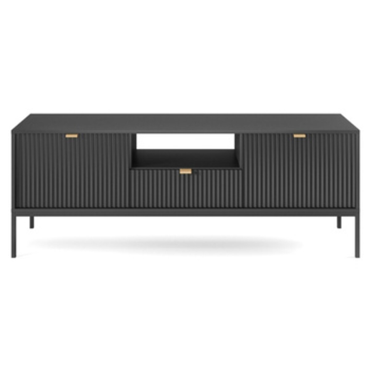 Szafka RTV Delicious ryflowana czarna