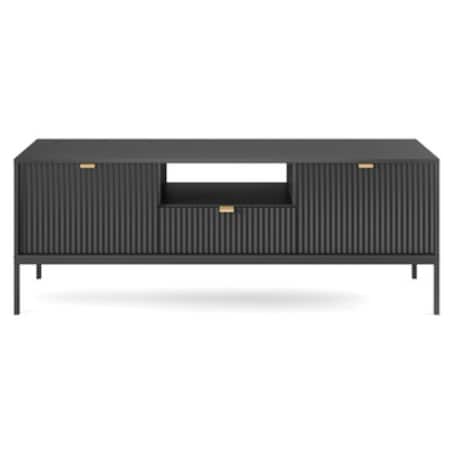 Szafka RTV Delicious ryflowana czarna