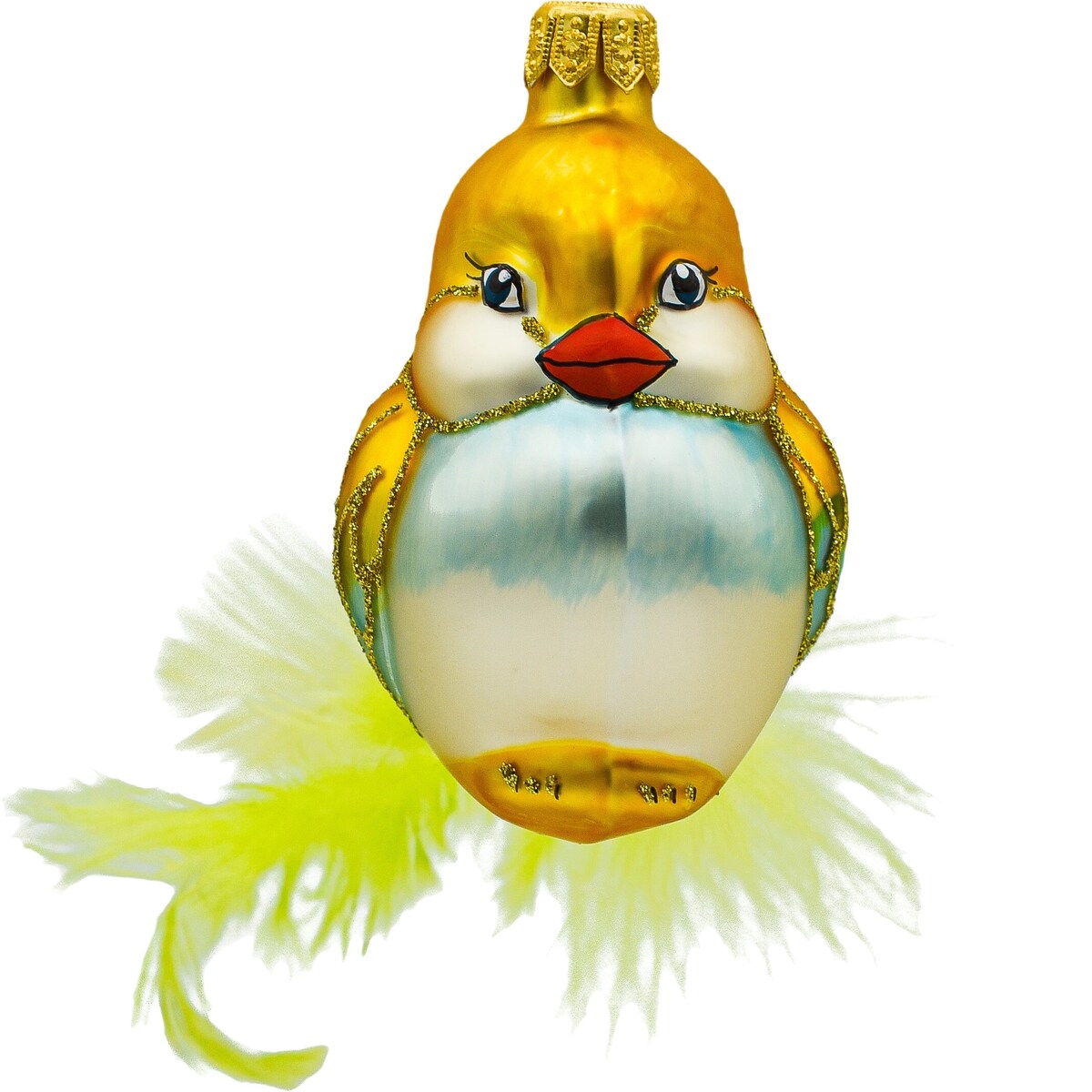 Bombka choinkowa: Gołębica z piórkami: żółta
