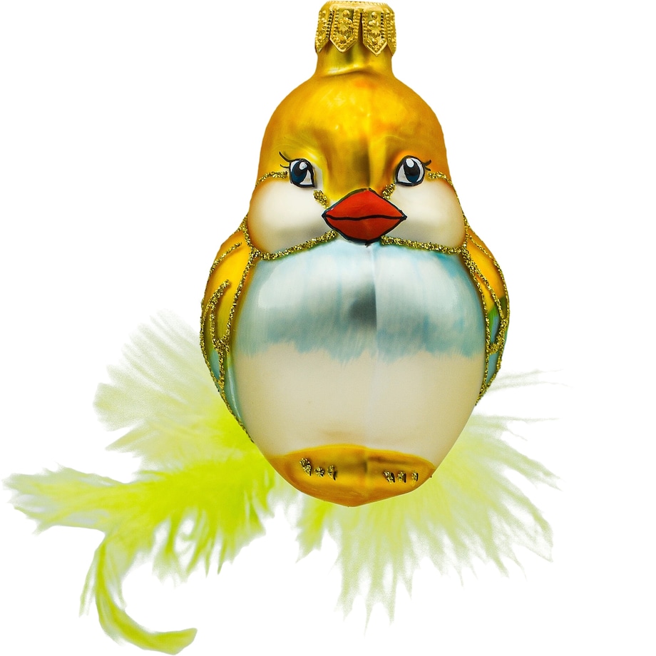 Bombka choinkowa: Gołębica z piórkami: żółta