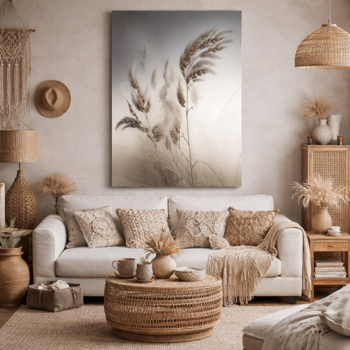 Obraz Trawy pampasowe– styl boho