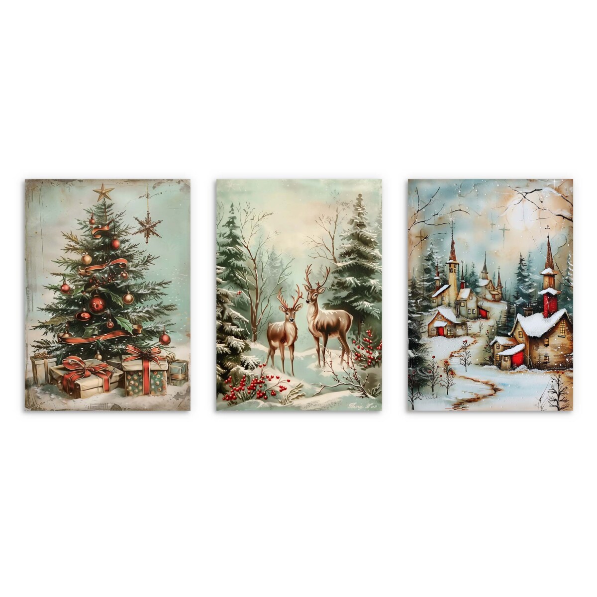 Plakaty na Święta w Złotej ramie do salonu sypialni Świąteczne Obrazy