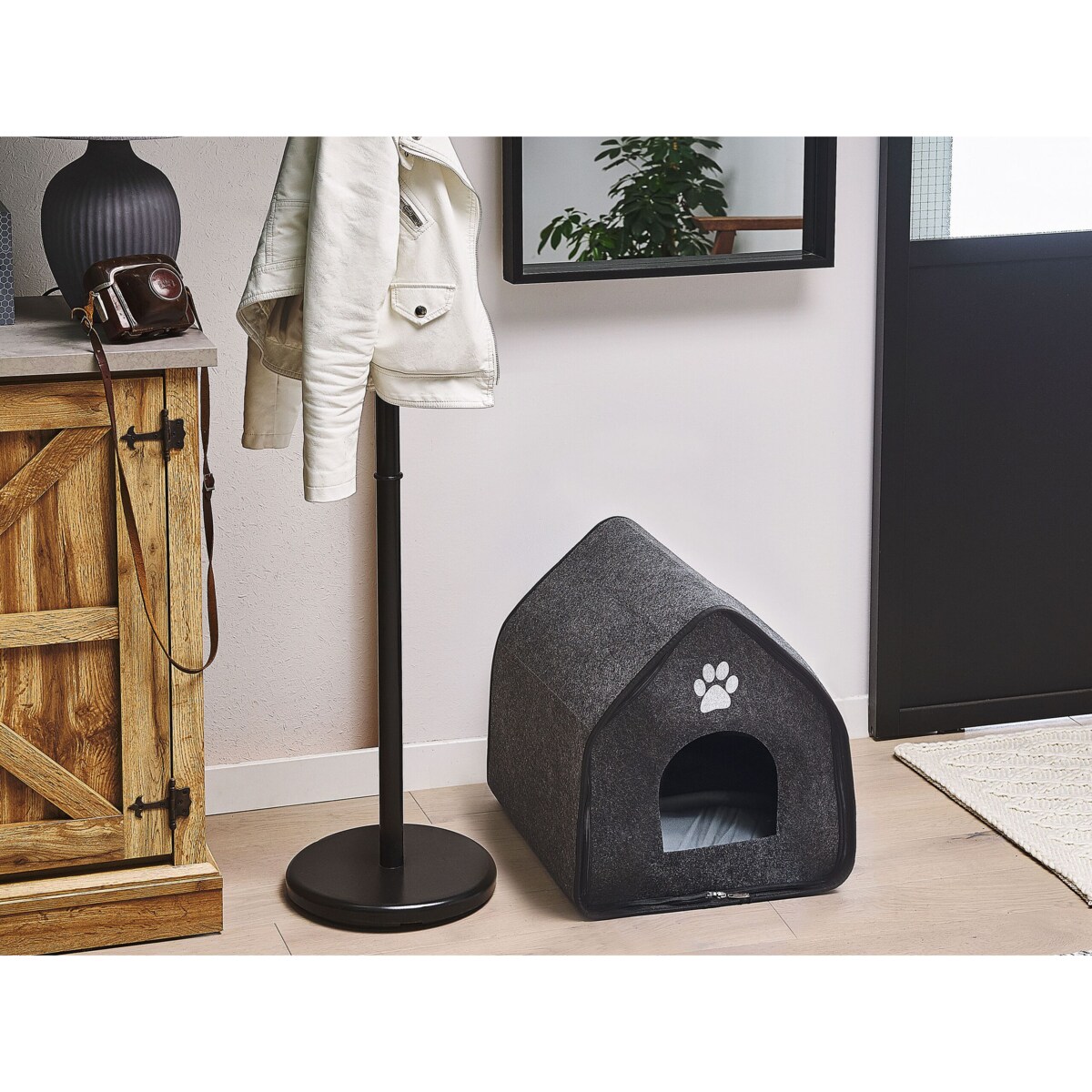 Legowisko domek dla psa 40 x 40 cm szare JANGI