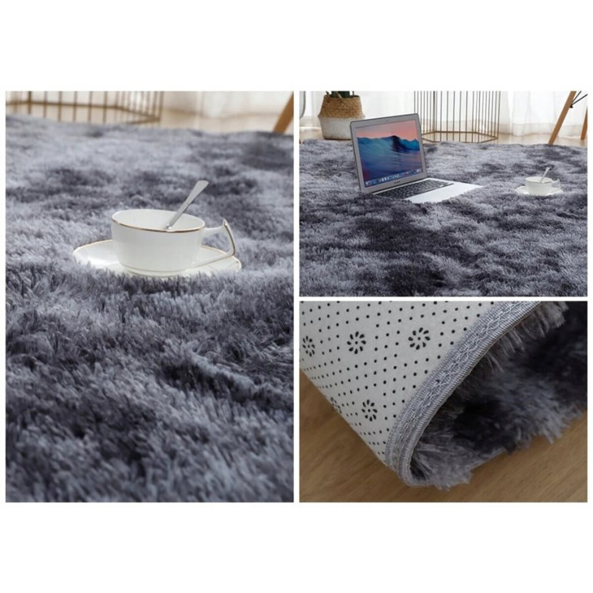 Dywan pluszowy ciemny szary 120x170cm futrzany