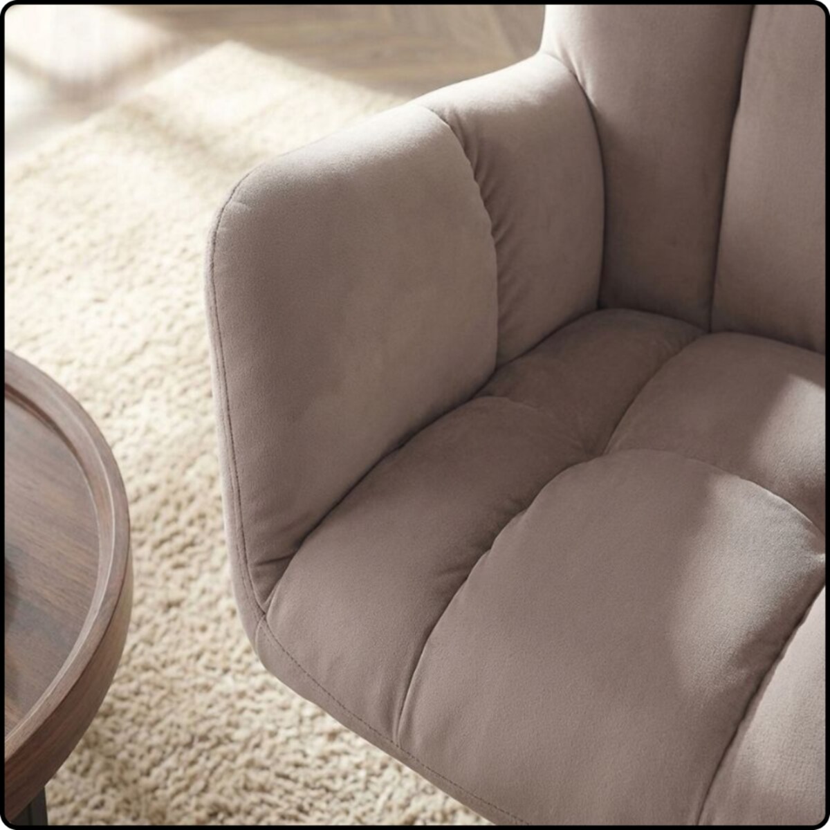 Krzesło tapicerowane obrotowe 180 do salonu jadalni nowoczesne welurowe szaro-beżowe