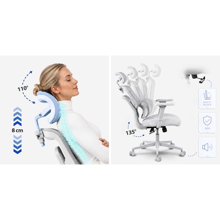 Fotel biurowy obrotowy Sofotel Talin ergonomiczny regulowany z mikrosiatką szary