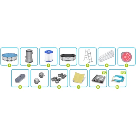 Basen ogrodowy stelażowy 457x107 cm Bestway zestaw 13w1