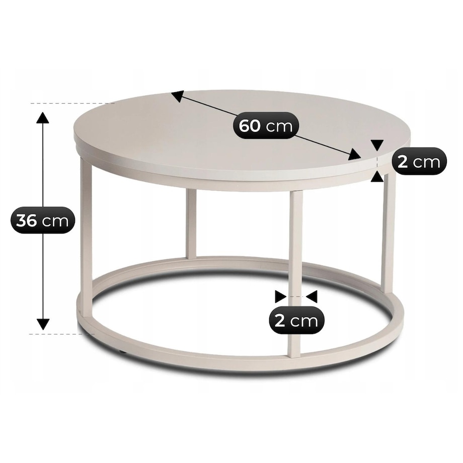 Zestaw 2 stolików kawowych okrągłych kaszmir do salonu Ø80/Ø60 cm NELLY MAX