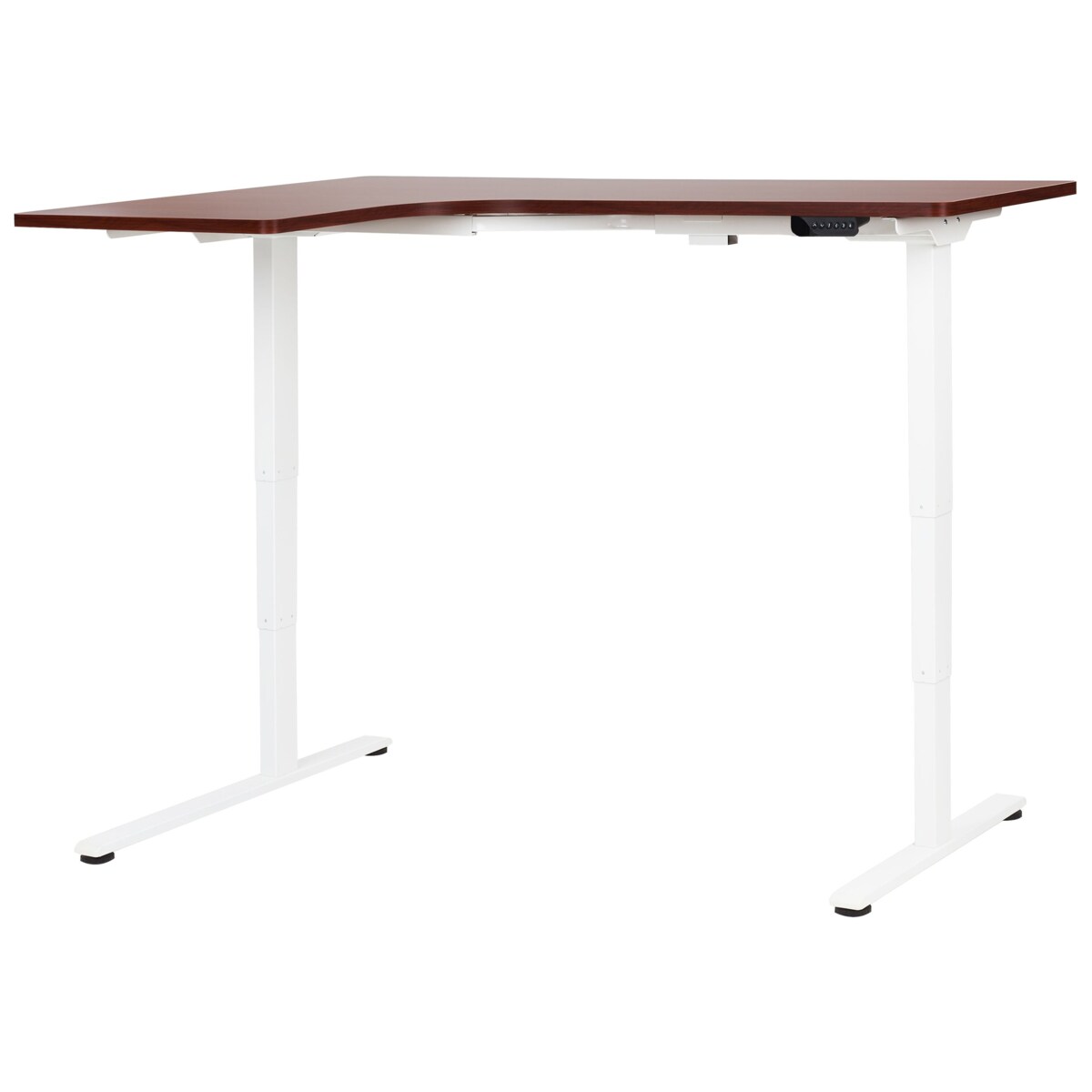 Biurko narożne lewe regulowane elektrycznie 160 x 59 cm ciemnobrązowe z białym DESTINES