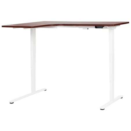 Biurko narożne lewe regulowane elektrycznie 160 x 59 cm ciemnobrązowe z białym DESTINES