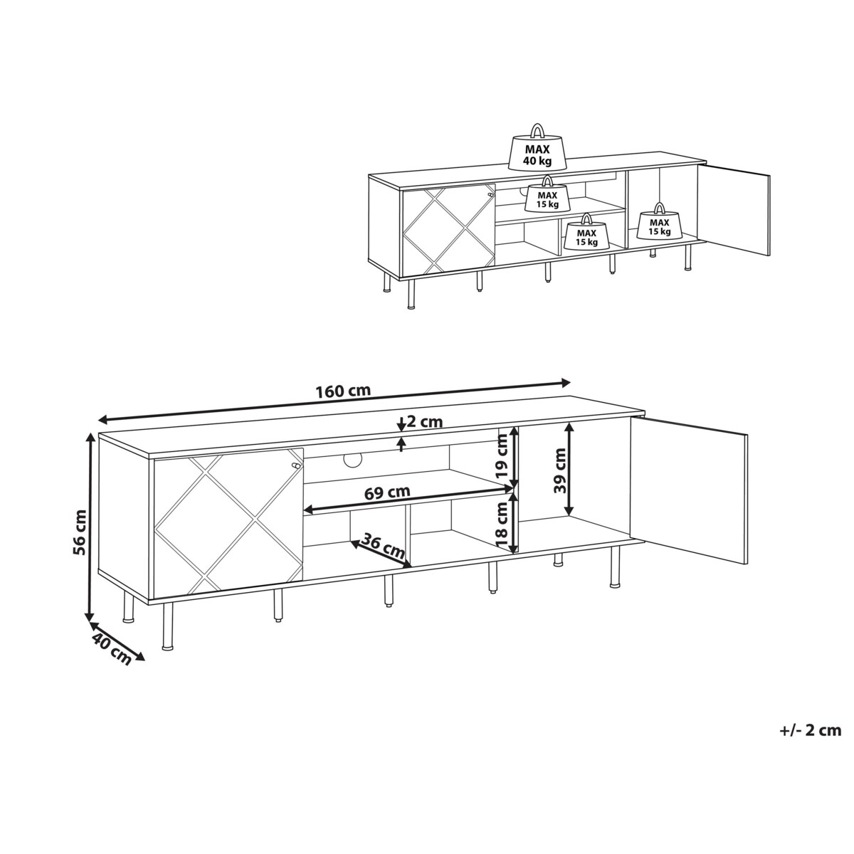 Szafka RTV jasne drewno z białym PALMER