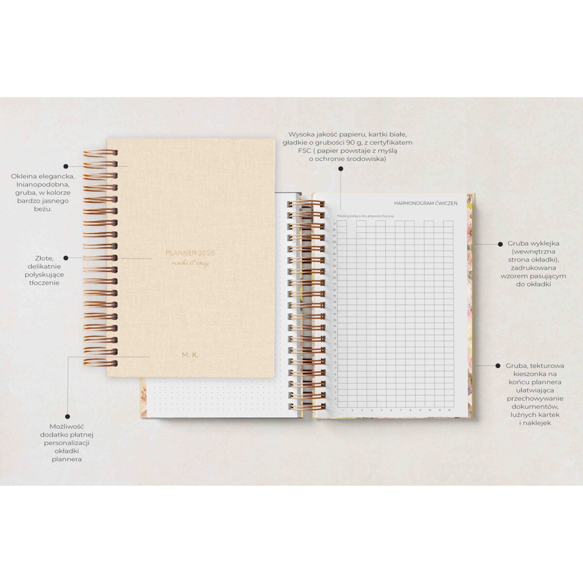 Planner Tygodniowy 2025 na spirali – Arena Silente