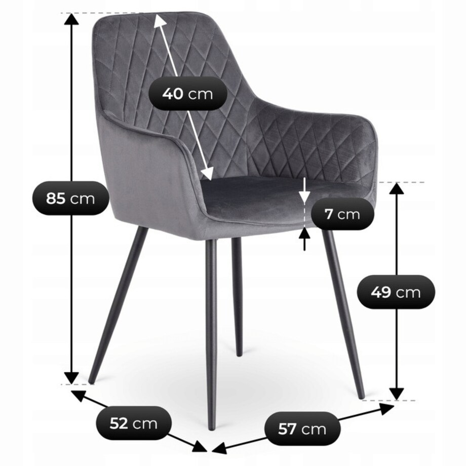 Krzesło Tapicerowane Welurowe Do Salonu Jadalni Kuchenne Szary BRESSO