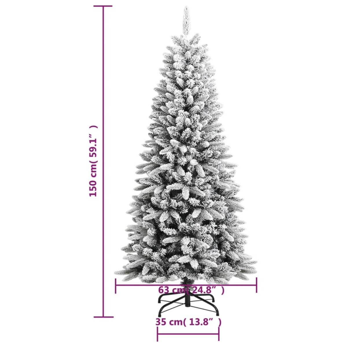 vidaXL Sztuczna choinka pokryta śniegiem, 150 cm, PVC i PE