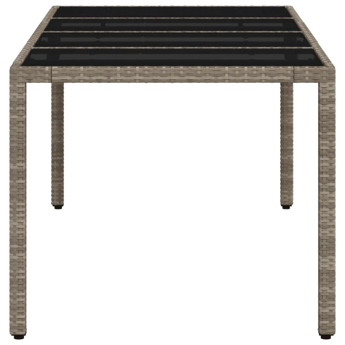 vidaXL Stół ogrodowy ze szklanym blatem, szary 190x90x75 cm, rattan PE