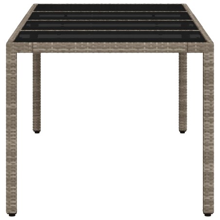 vidaXL Stół ogrodowy ze szklanym blatem, szary 190x90x75 cm, rattan PE