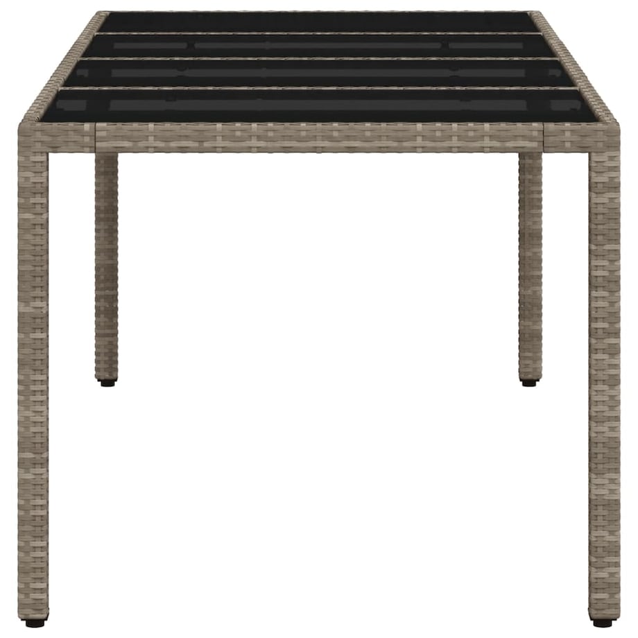 vidaXL Stół ogrodowy ze szklanym blatem, szary 190x90x75 cm, rattan PE