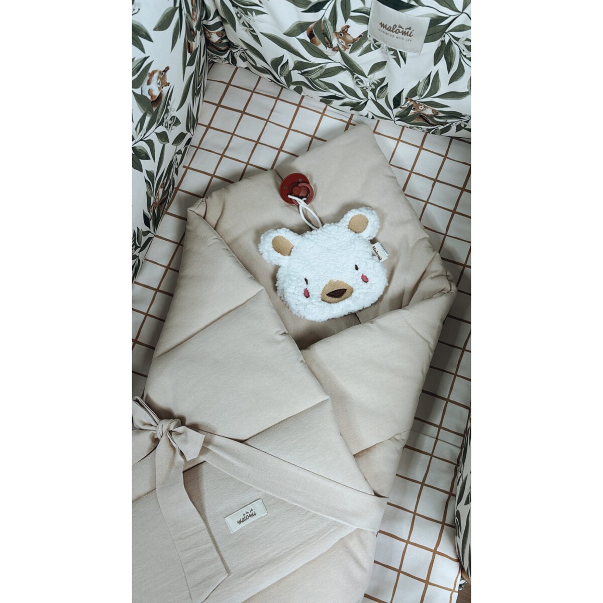 Zawieszka do smoczka/przytulanka misiek ecru