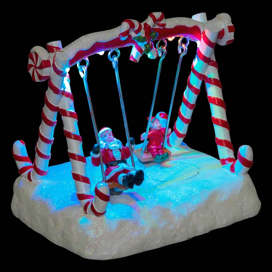 Dekoracja - Ruchoma huśtawka z cukrowych lasek LED 16x12,5 cm