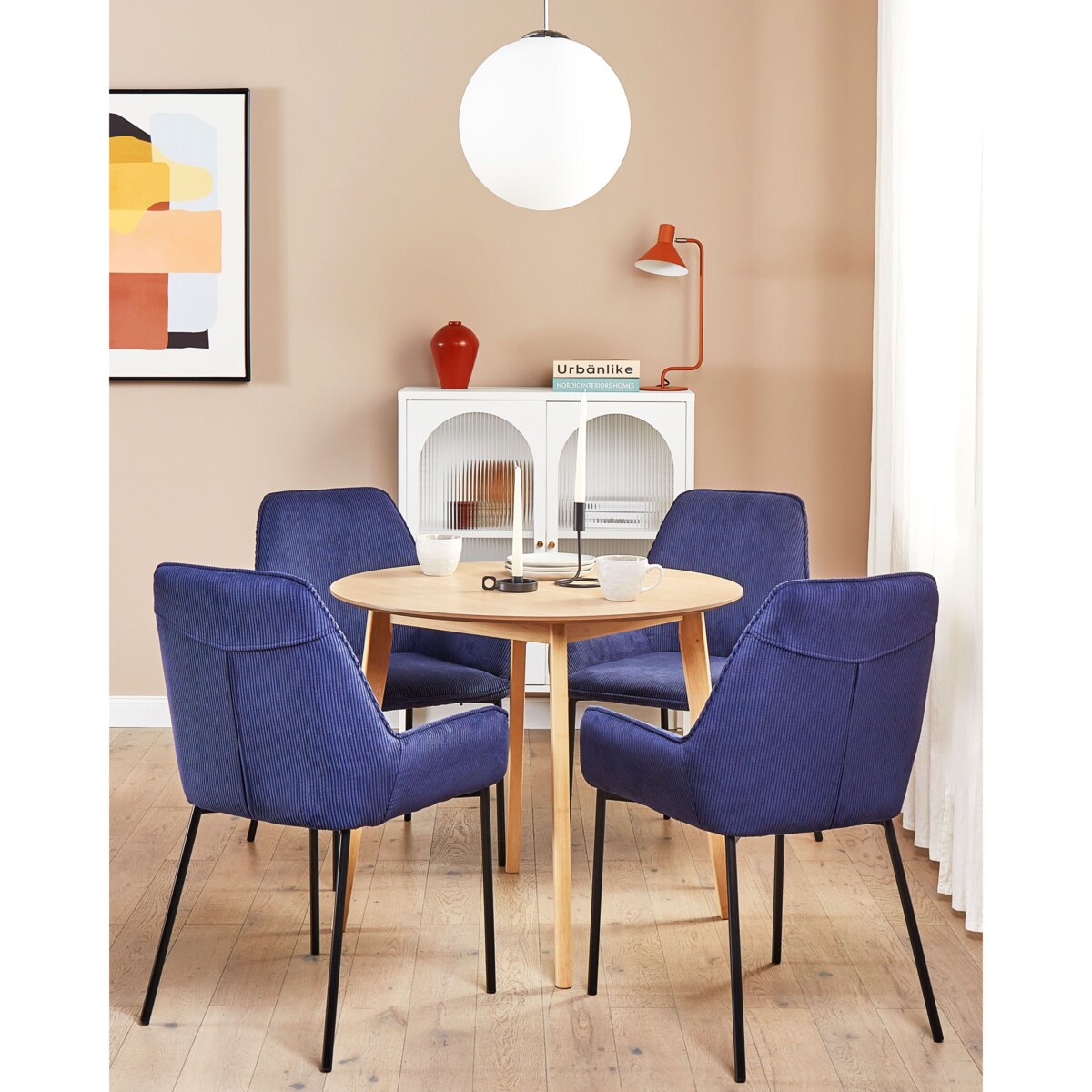 Zestaw 2 krzeseł do jadalni sztruksowy niebieski LOVERNA