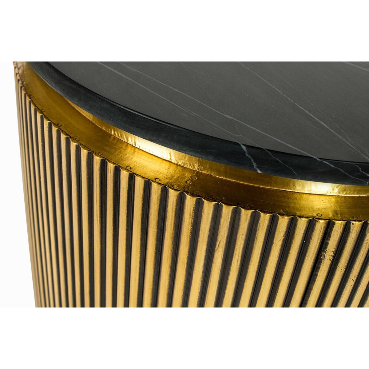 Okrągły stolik kawowy Ironville 7574 do salonu złoty czarny, King Home