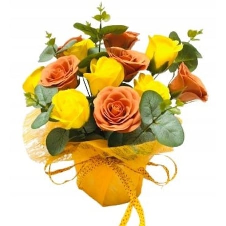 BUKIET Z MYDLANYCH PACHNĄCYCH KWIATÓW na prezent upominek Wielkanoc święta