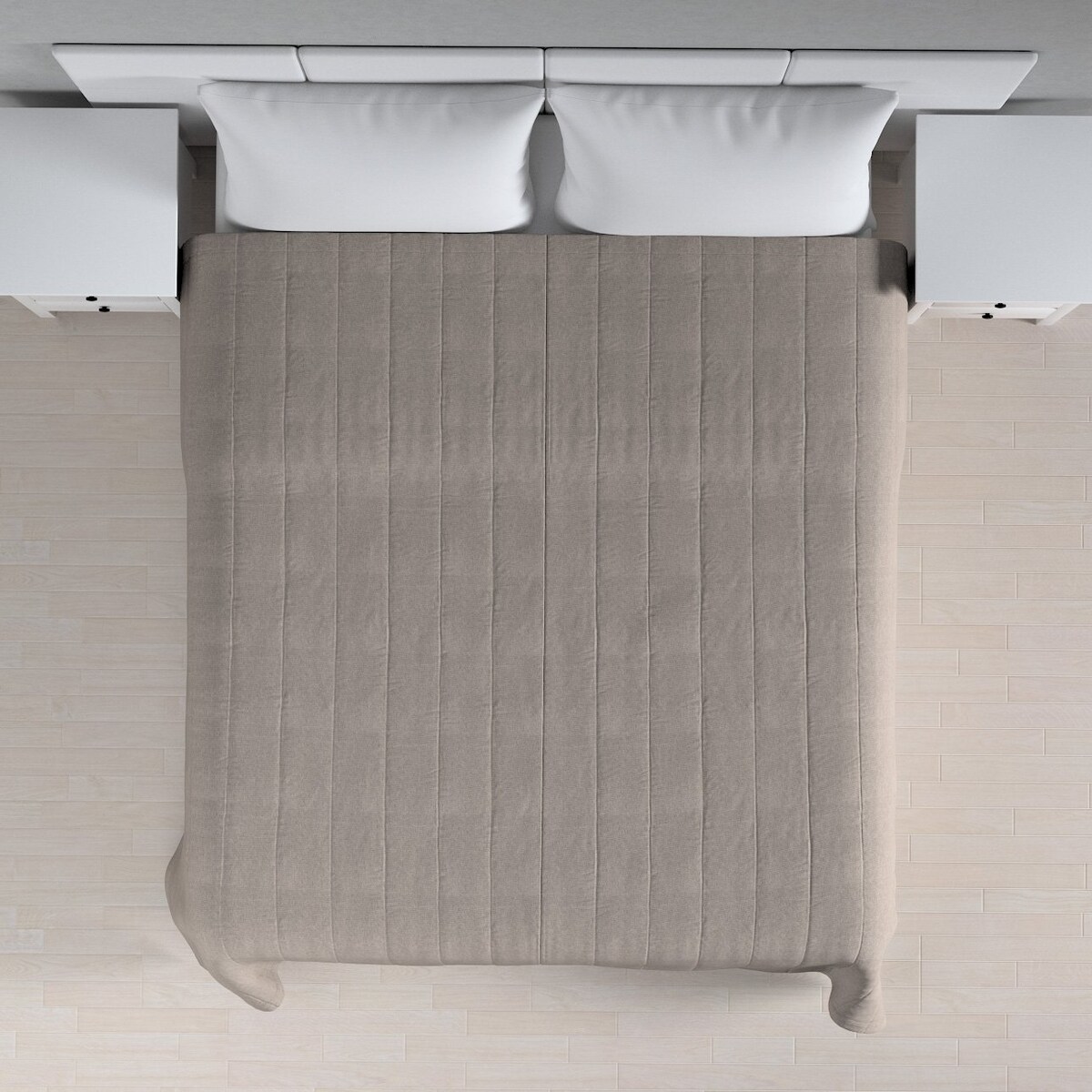 Narzuta pikowana w pasy 130x210 beżowo-szary