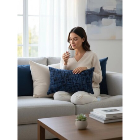 Granatowa Poduszka Dekoracyjna Stella 50x30 - melanż