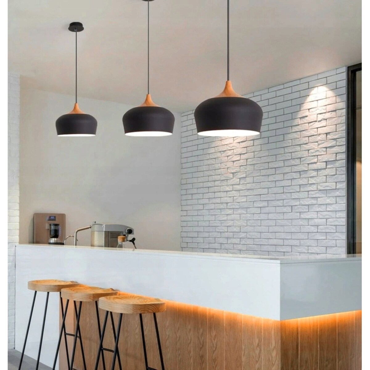 Lampa Wisząca Nowoczesna Bari Drewno Duża Black