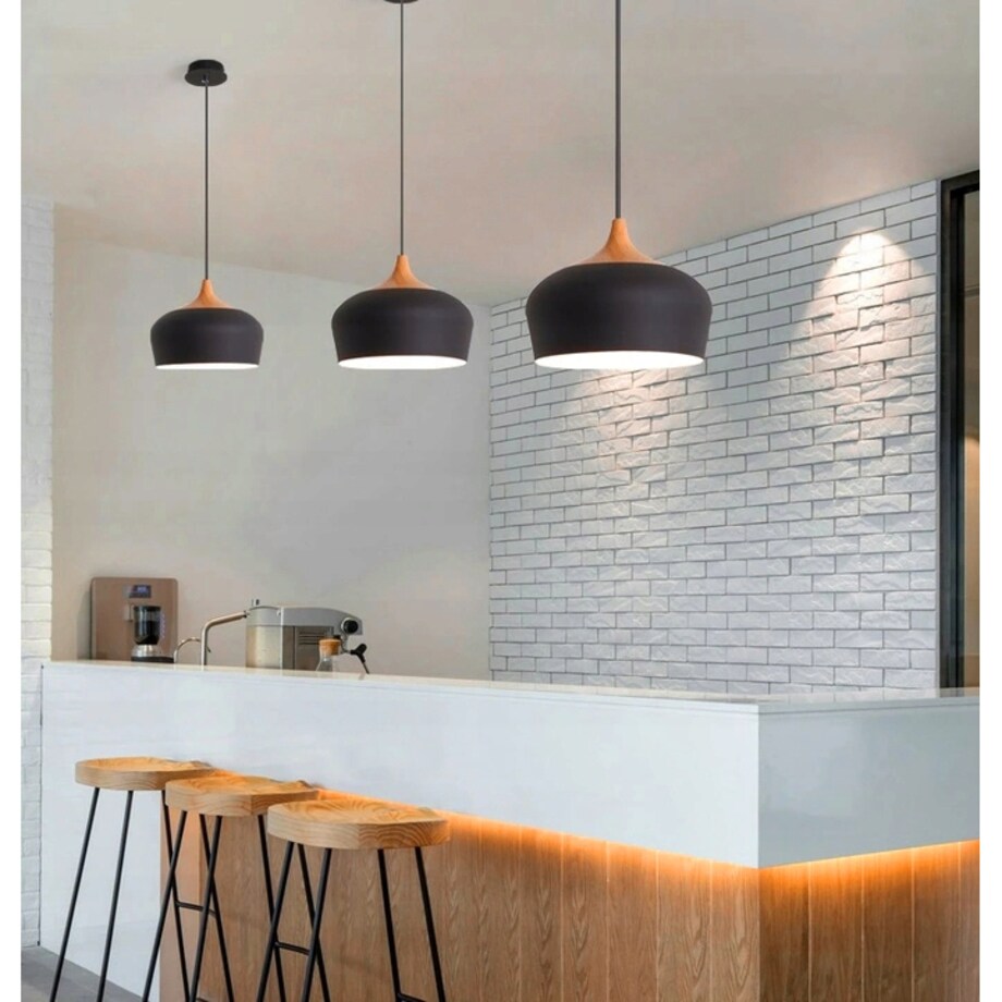 Lampa Wisząca Nowoczesna Bari Drewno Duża Black